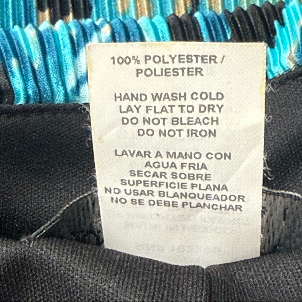 Connected Apparel Floral Crinkle Tiered Pleated Sheath Dress, Teal, Size 20W - Picture 7 of 9